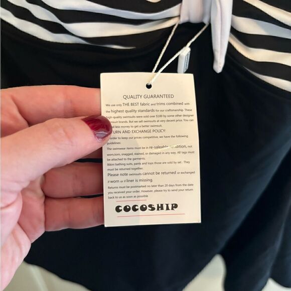 Cocoship Black and white striped swimsuit size 3XL - Picture 4 of 7